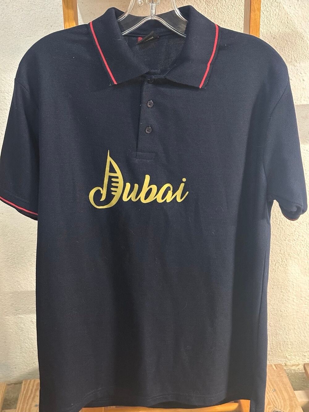 Dubai Souvenir Polo Shirt Men's XL Golf Shirt Navy Red Gold